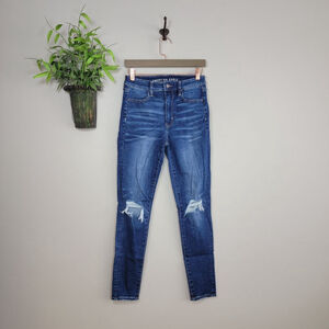 American Eagle Skinny Jeans Super Hi Rise Jegging Medium Blue Wash Stretch AE 6